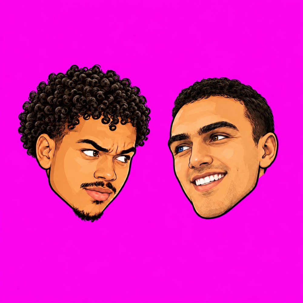 Time is Now podcast art: illustrated Vinny and Randy